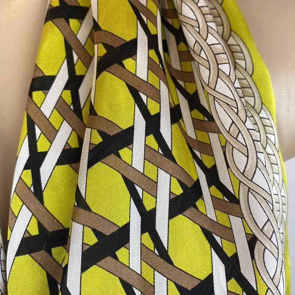 Carlisle 100% Silk Yellow Black Print Rectangular Women's Scarve Scarf